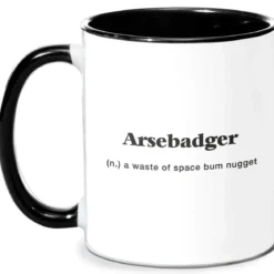 Arsebadger Mug - White/Black