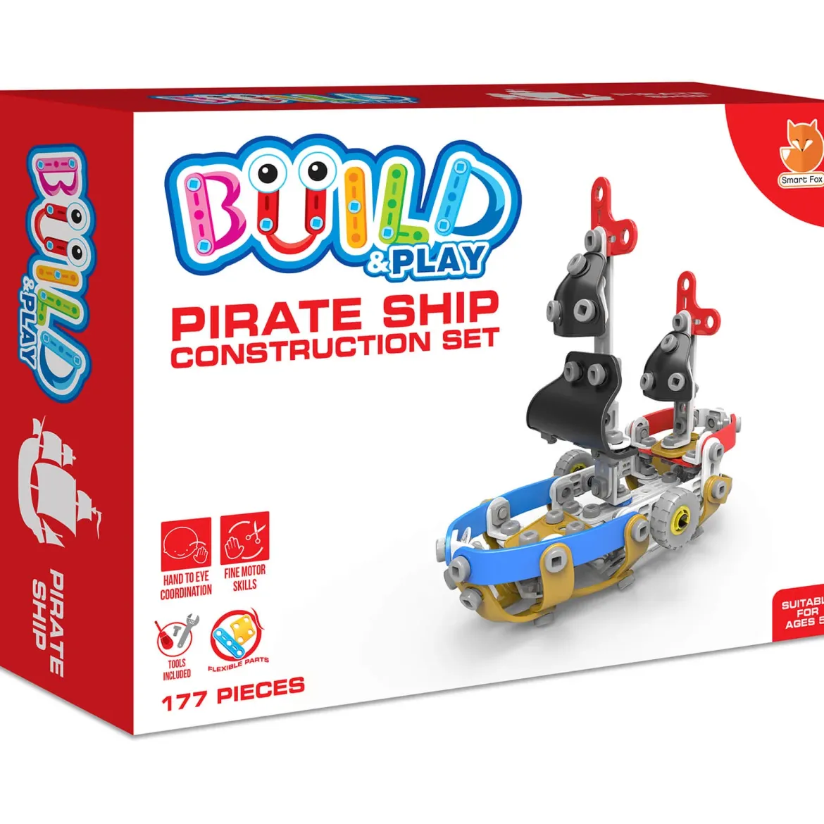 Build & Play Kids Pirate Ship Construction Set Toy