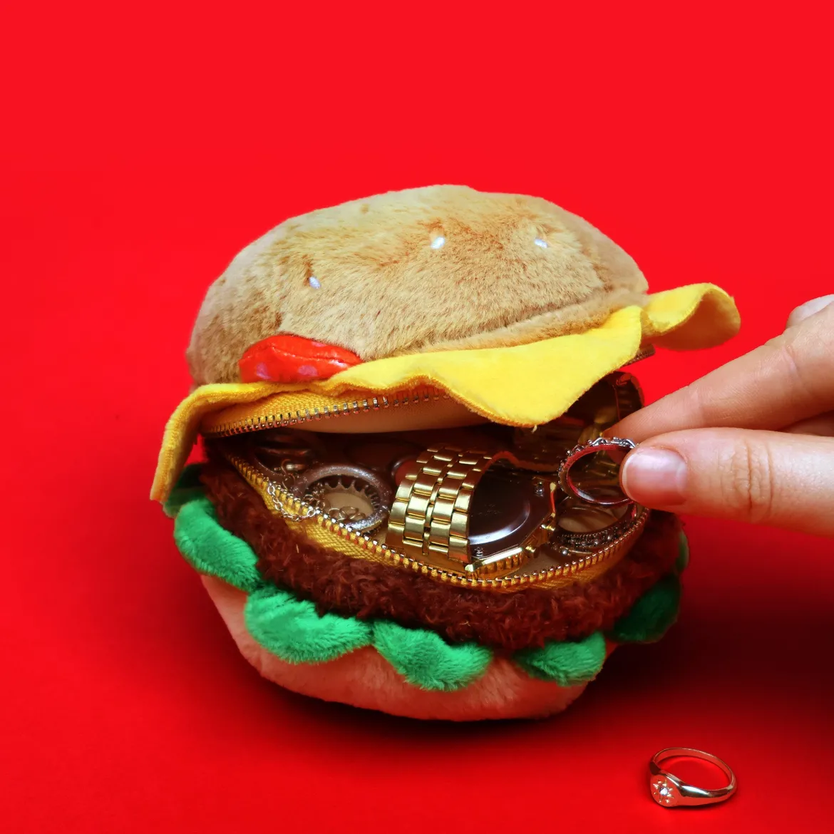 Burger Plush Zip Pouch