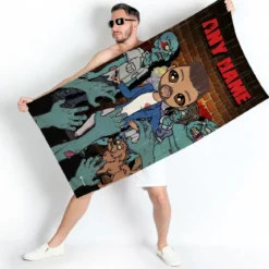 ClaireaBella Mens Personalised Beach Towel - Zombie