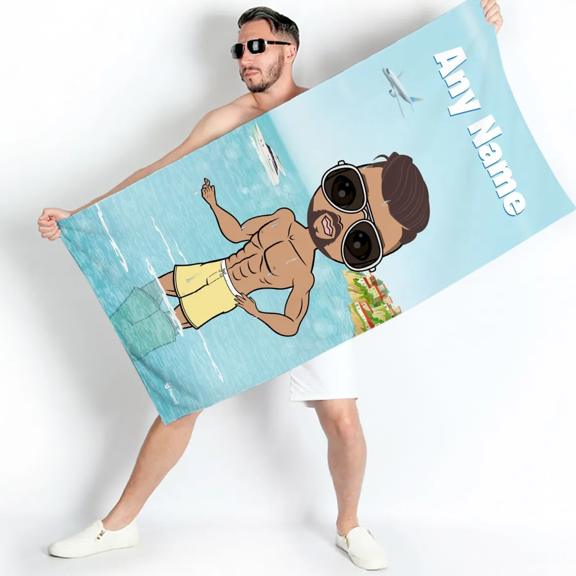 ClaireaBella Mens Personalised Beach Towel - Holiday Vibe