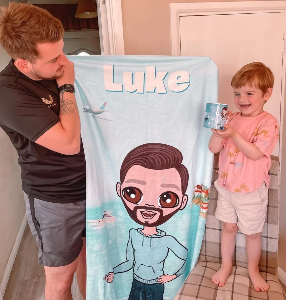 ClaireaBella Mens Personalised Beach Towel - Holiday Vibe