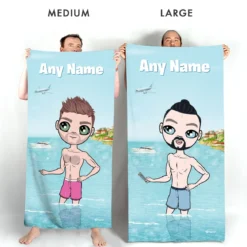 ClaireaBella Mens Personalised Beach Towel - Holiday Vibe