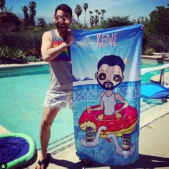 ClaireaBella Mens Personalised Beach Towel - Pool Party