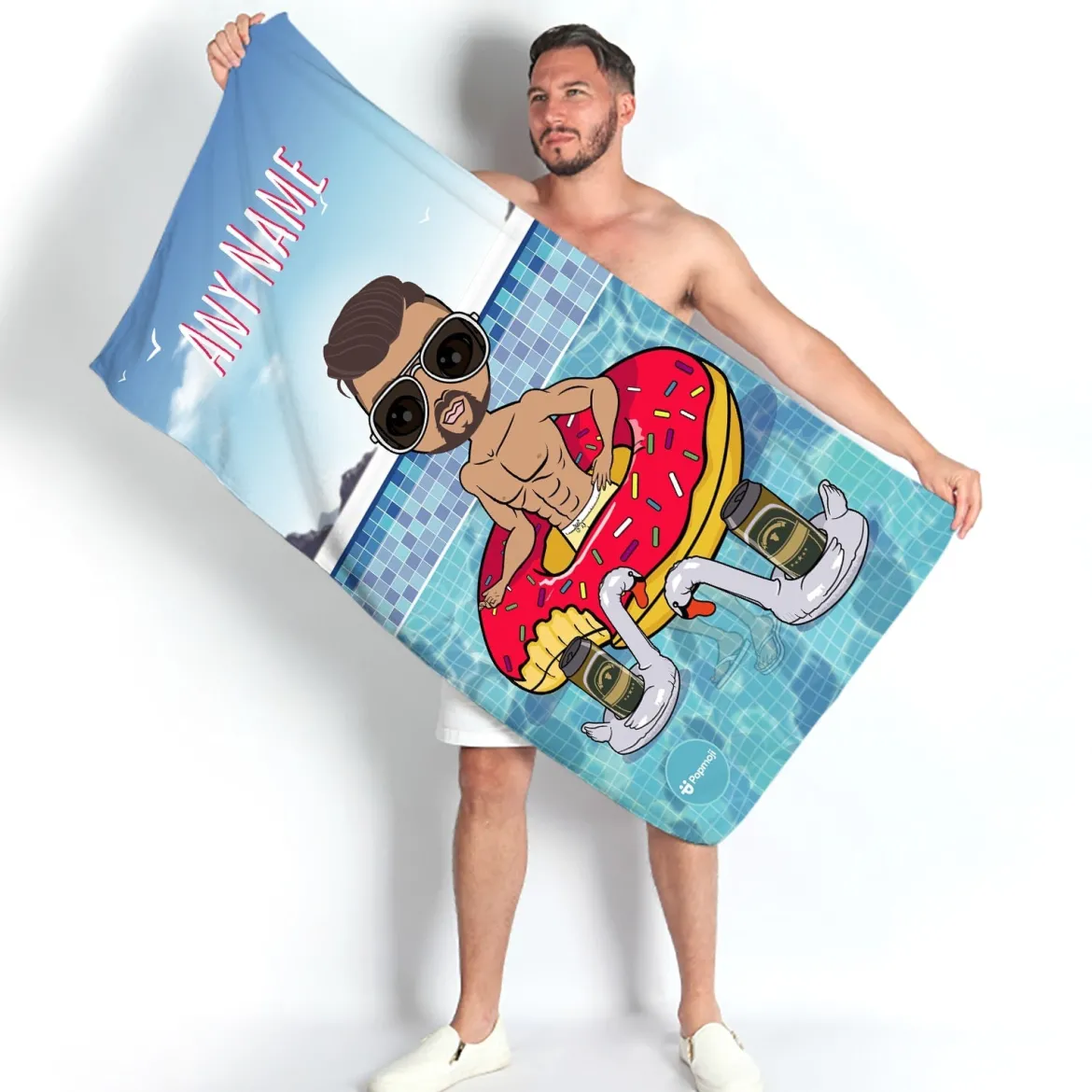 ClaireaBella Mens Personalised Beach Towel - Pool Party
