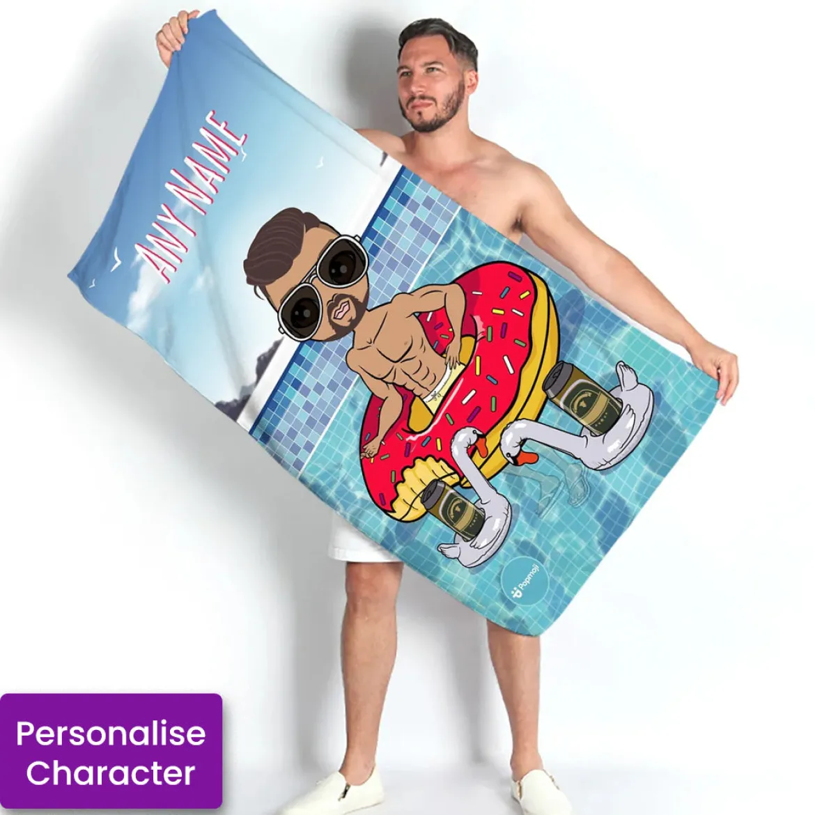 ClaireaBella Mens Personalised Beach Towel - Pool Party