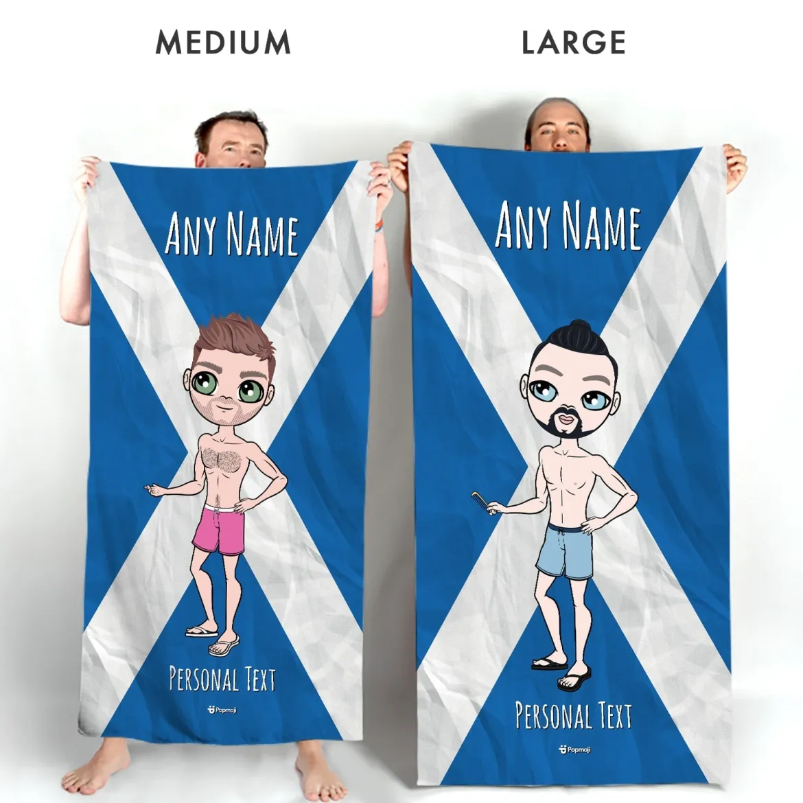 ClaireaBella Mens Personalised Beach Towel - Scottish Flag