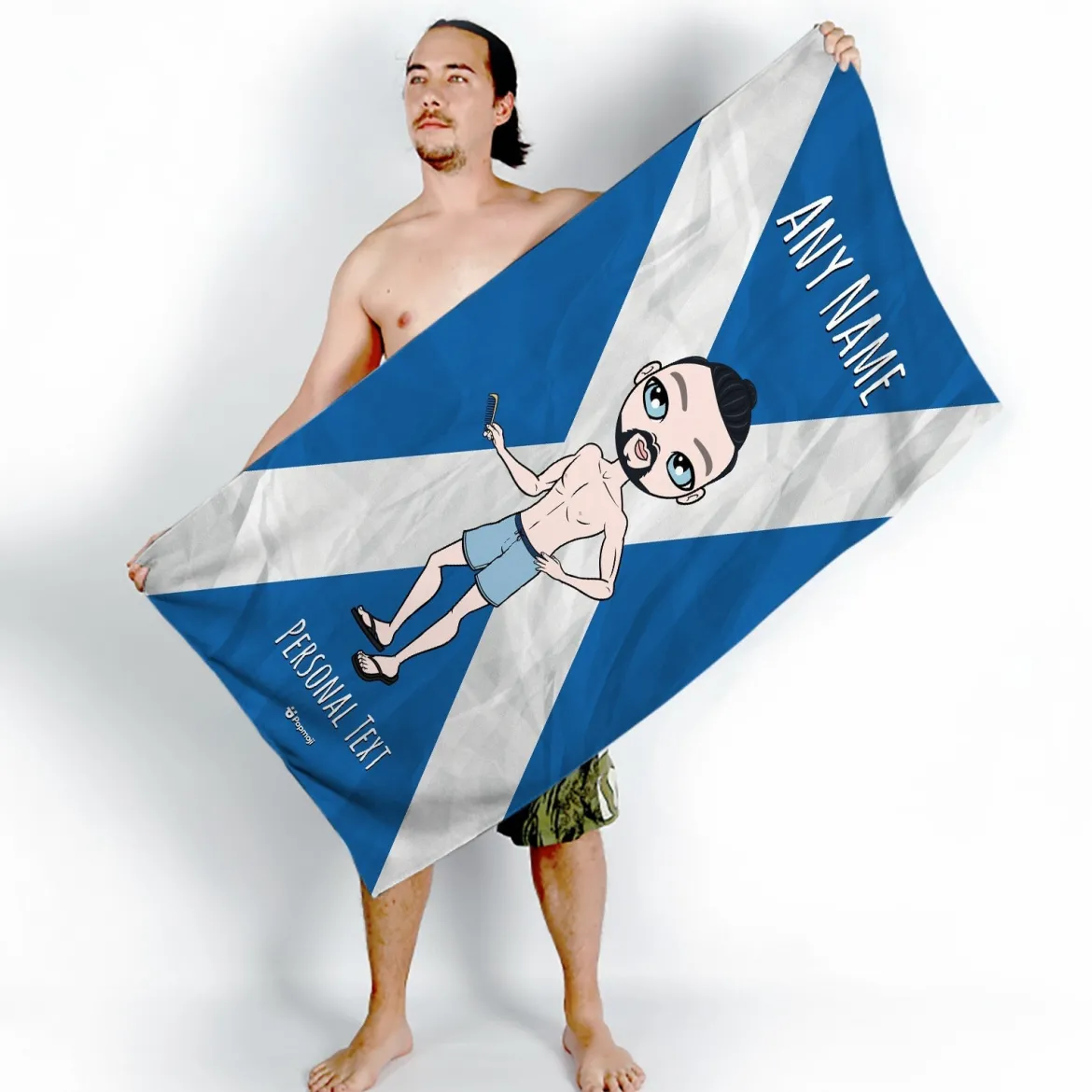 ClaireaBella Mens Personalised Beach Towel - Scottish Flag