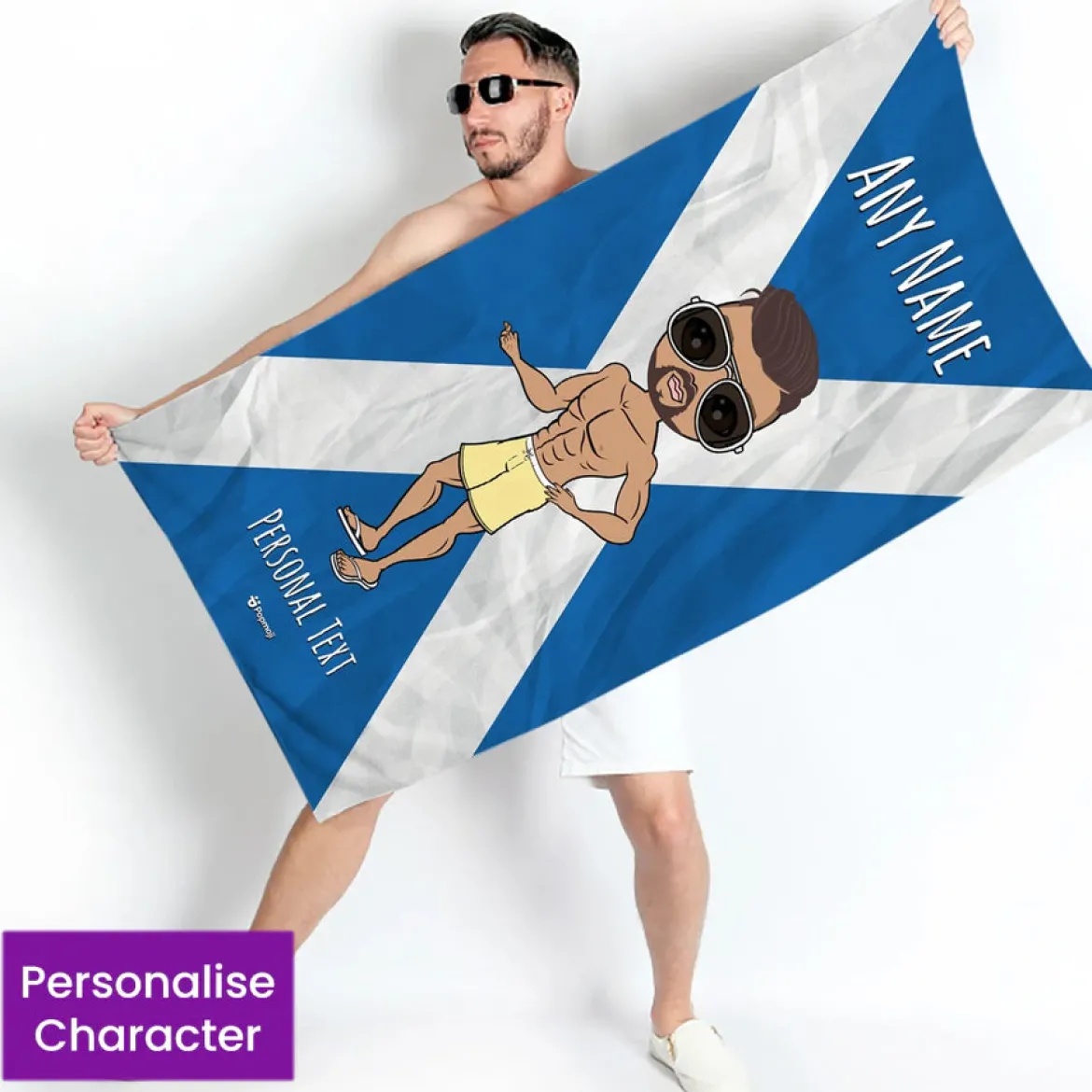 ClaireaBella Mens Personalised Beach Towel - Scottish Flag