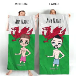 ClaireaBella Mens Personalised Beach Towel - Welsh Flag