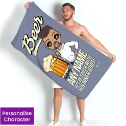 ClaireaBella Mens Personalised Beach Towel - Beer Idiot