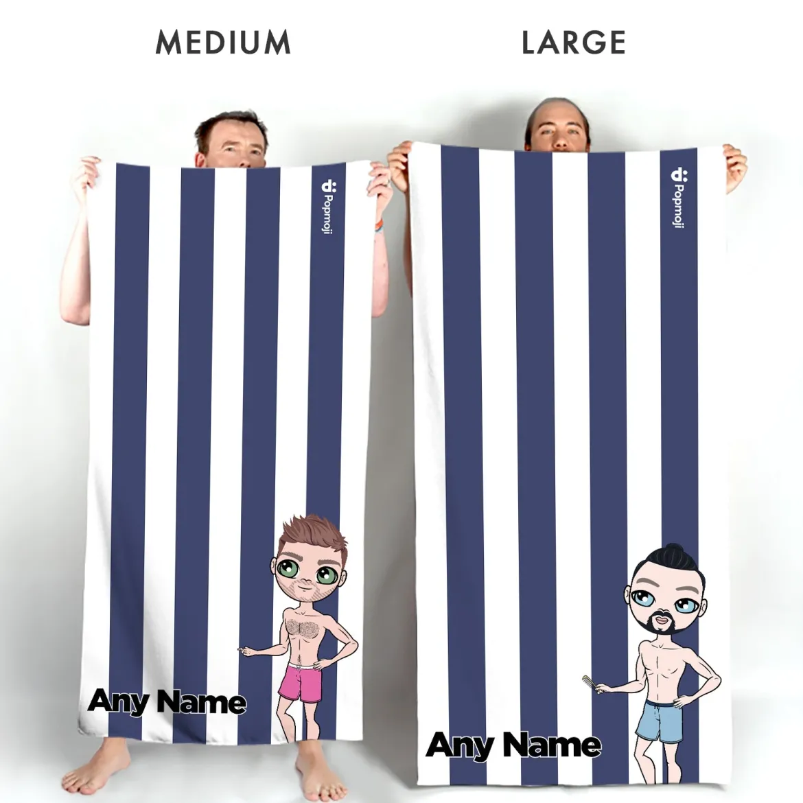 ClaireaBella Mens Personalised Beach Towel - Navy Stripe