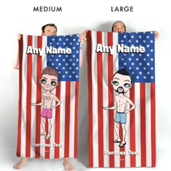 ClaireaBella Mens Personalised Beach Towel - American Flag