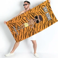 ClaireaBella Mens Personalised Beach Towel - Tiger Print
