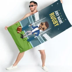 ClaireaBella Mens Personalised Beach Towel - Rugby