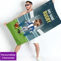 ClaireaBella Mens Personalised Beach Towel - Rugby