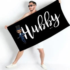 ClaireaBella Mens Personalised Beach Towel - Hubby