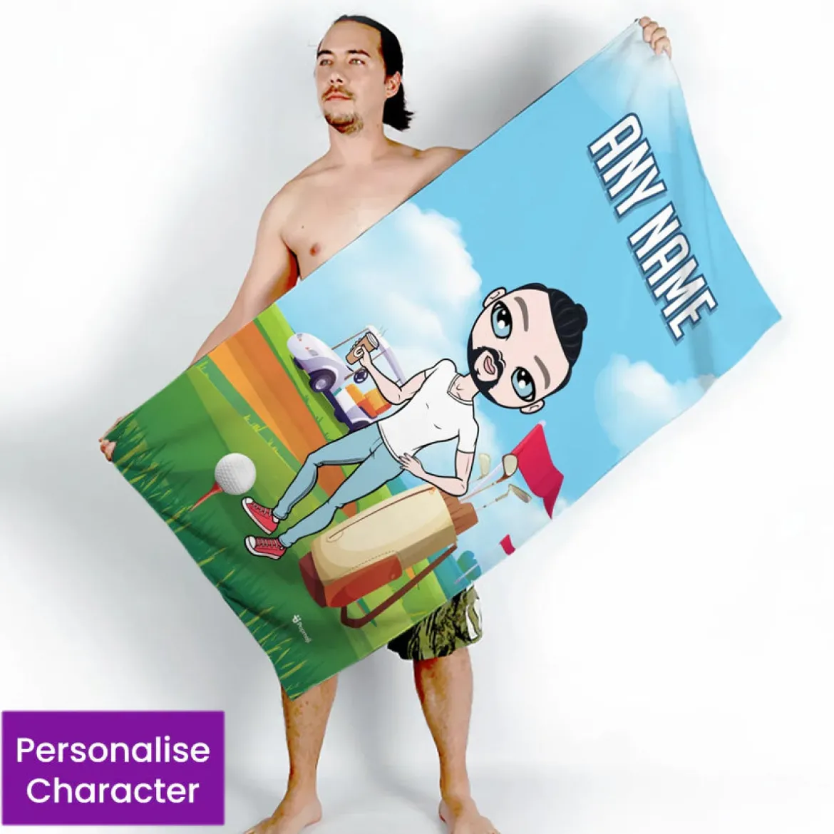 ClaireaBella Mens Personalised Beach Towel - Golf