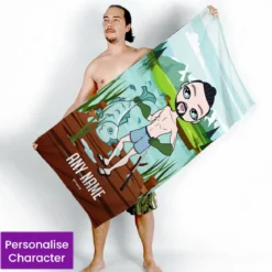 ClaireaBella Mens Personalised Beach Towel - Catch Of The Day