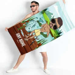 ClaireaBella Mens Personalised Beach Towel - Catch Of The Day