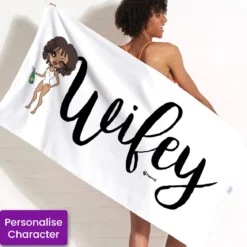 ClaireaBella Womens Personalised Beach Towel - Wifey