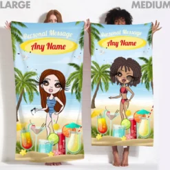 ClaireaBella Womens Personalised Beach Towel - Cocktail Party