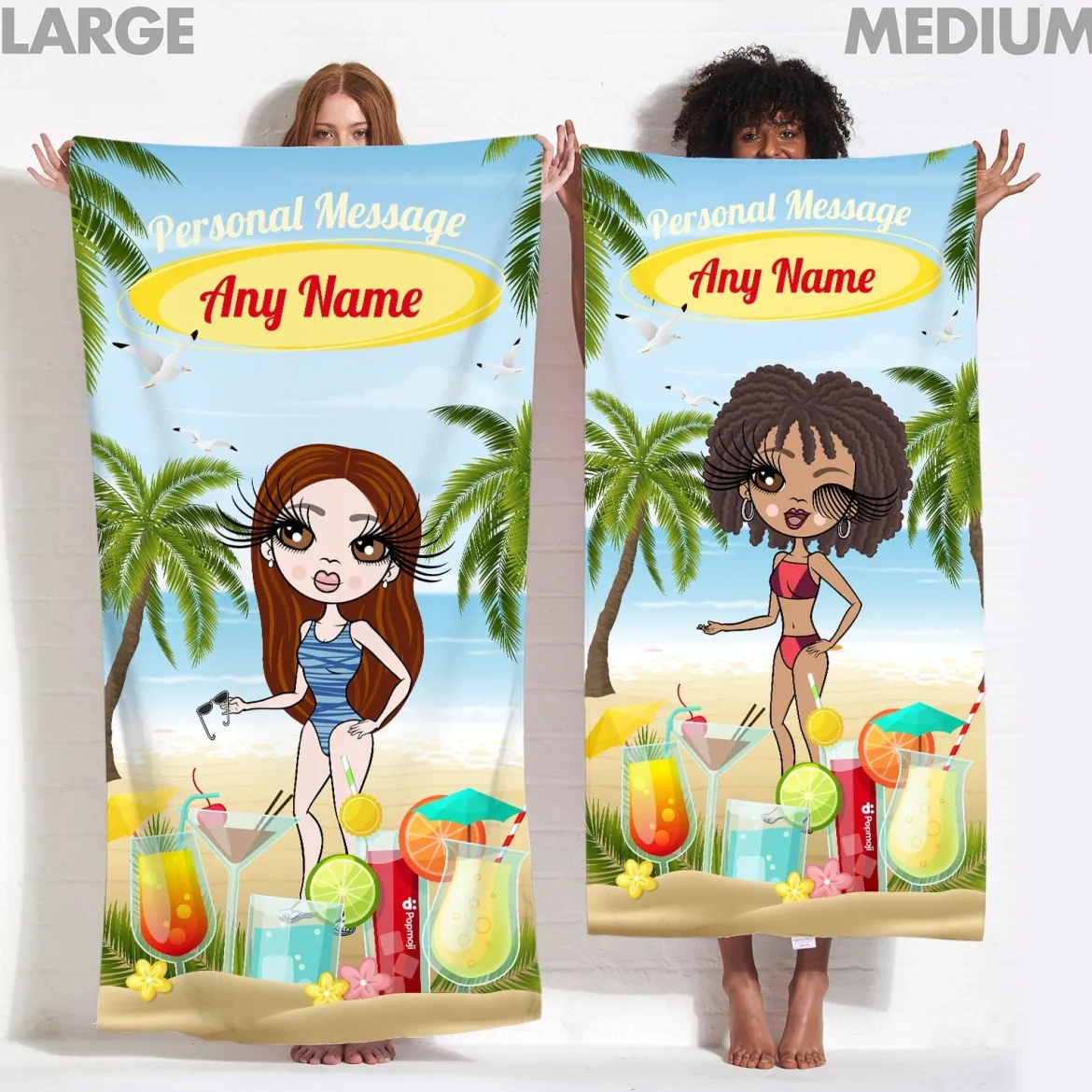 ClaireaBella Womens Personalised Beach Towel - Cocktail Party