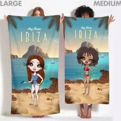 ClaireaBella Womens Personalised Beach Towel - Ibiza