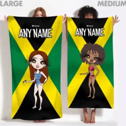 ClaireaBella Womens Personalised Beach Towel - Jamaican Flag