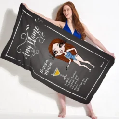 ClaireaBella Womens Personalised Beach Towel - Pornstar Martini