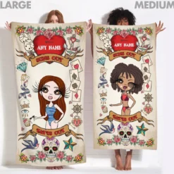 ClaireaBella Womens Personalised Beach Towel - Tattoo