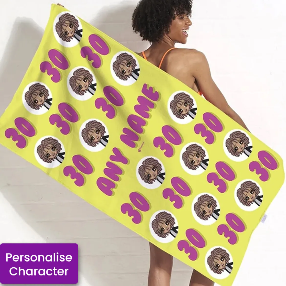 ClaireaBella Womens Personalised Beach Towel - 30th Birthday