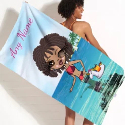 ClaireaBella Womens Personalised Beach Towel - Seaside Cocktails