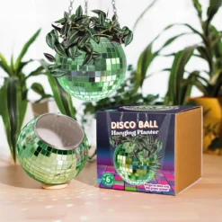 Green Disco Ball Planter