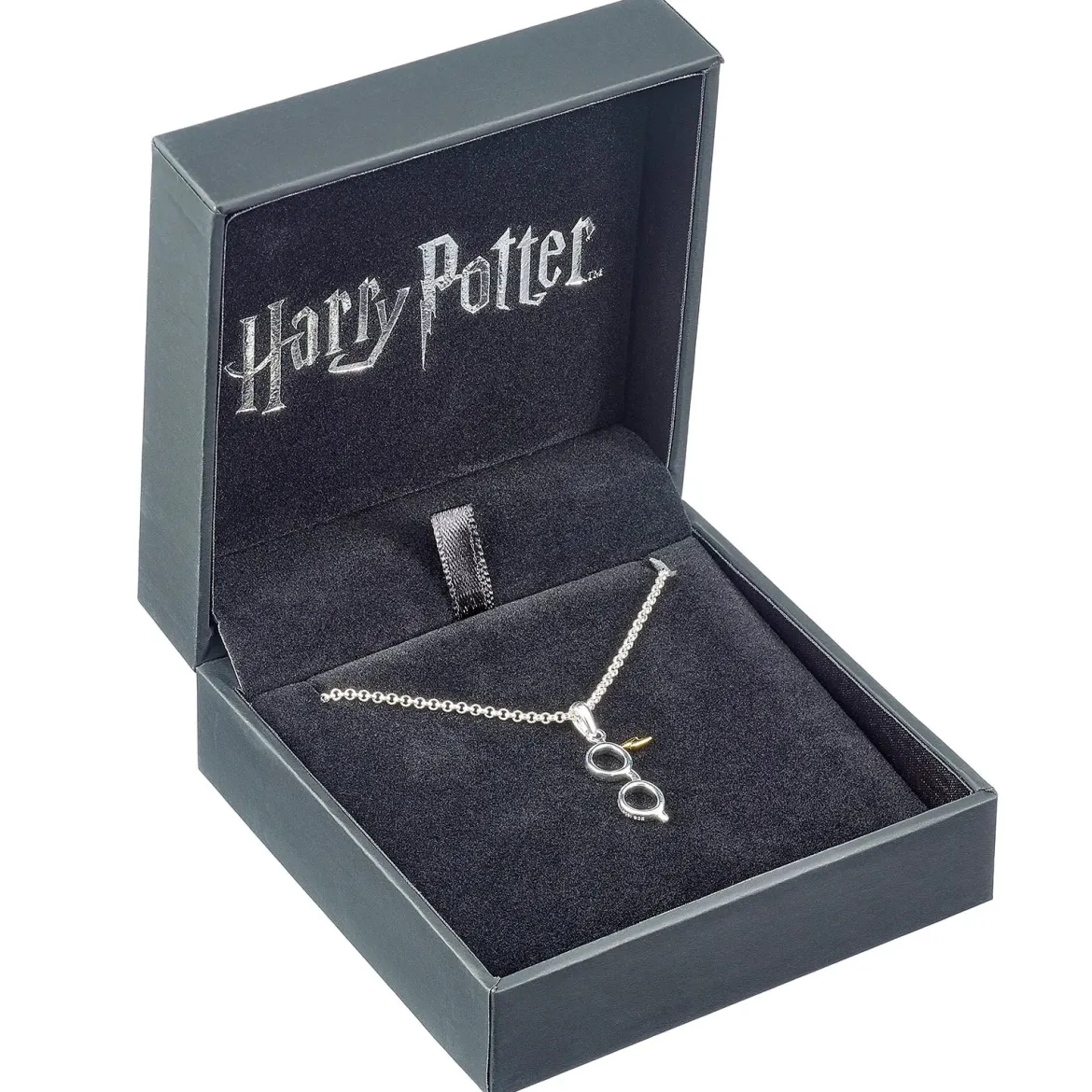 Harry Potter Sterling Silver Glasses and Lightning Bolt Necklace