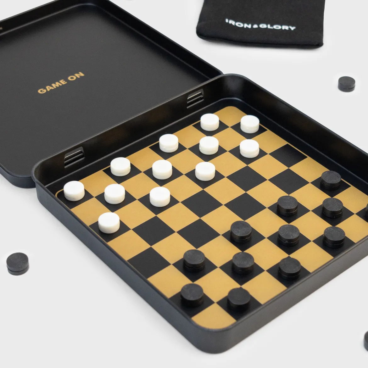 Iron & Glory Game On Travel Checkers Set Game