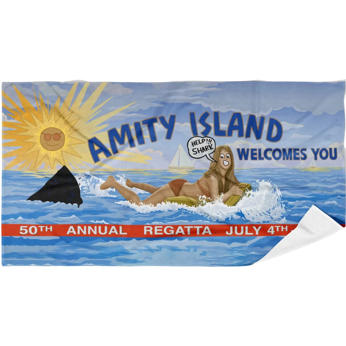 Jaws Amity Welcome Sign Beach Towel