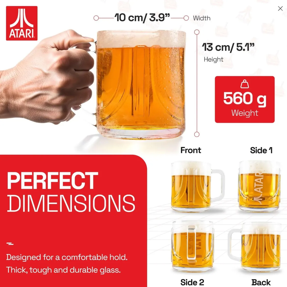 Official Atari 3D Beer Glass 1 Pint 600ml