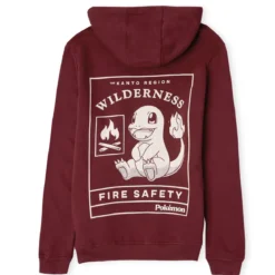 Pokémon Woodland Fire Safety Hoodie - Burgundy