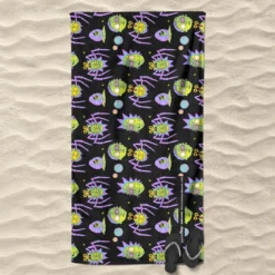 Rick and Morty Brain Head And Spiders Beach Towel