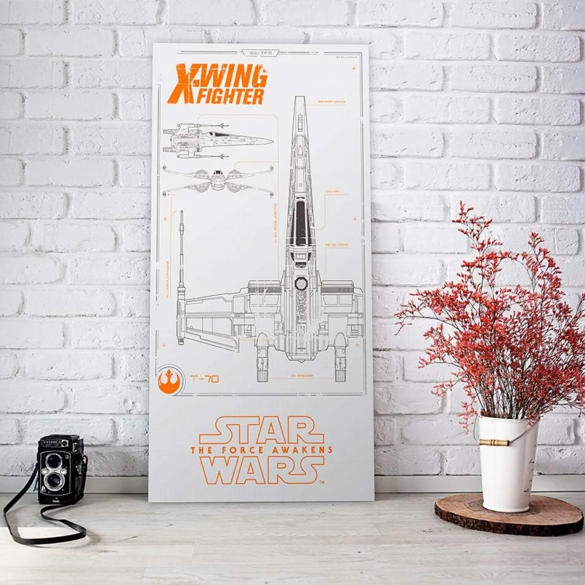 Star Wars Episode VII Glass Poster - X-Wing Fighter (50 x 25cm)