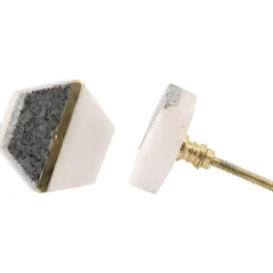 Stone and White Ceramic Drawer Pull