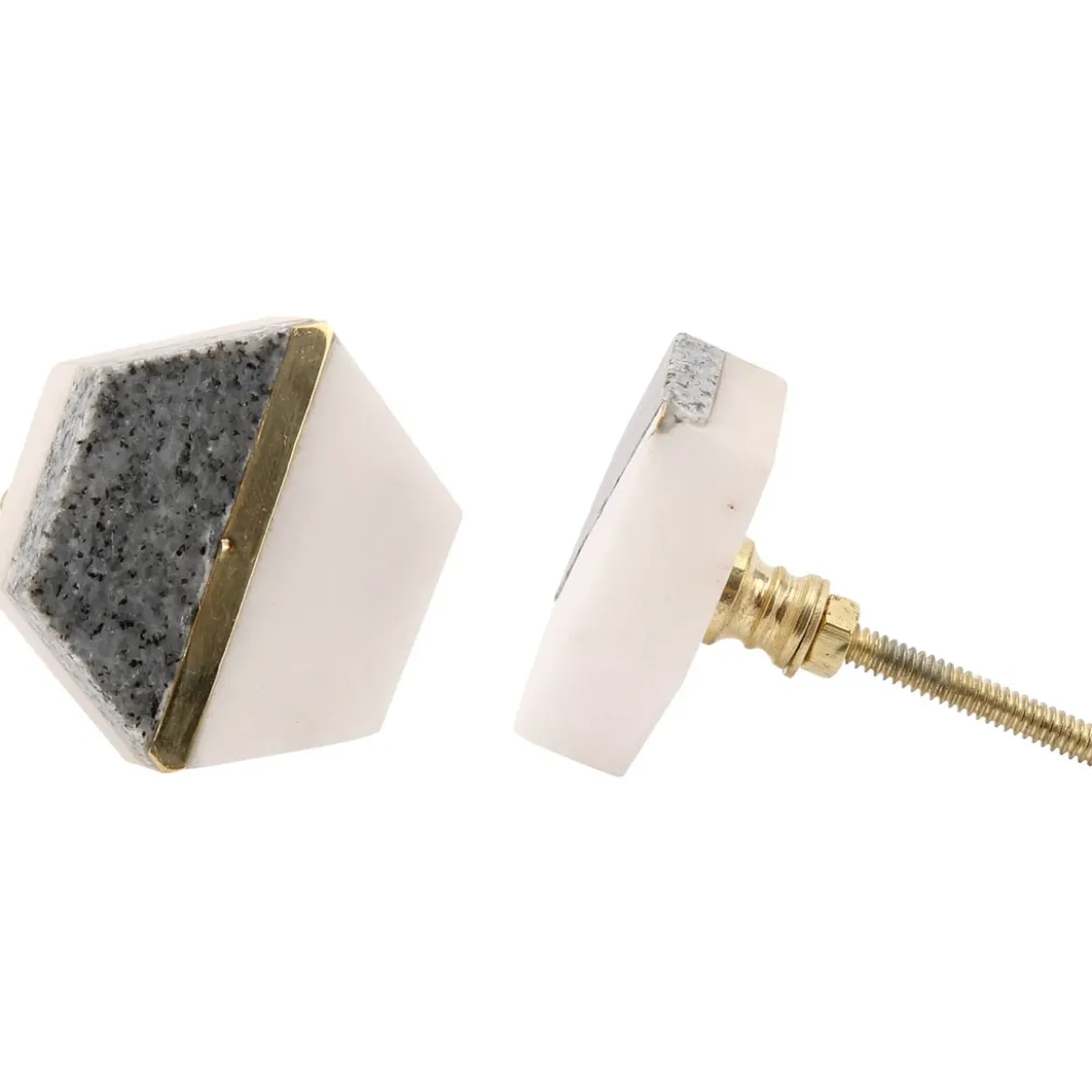 Stone and White Ceramic Drawer Pull
