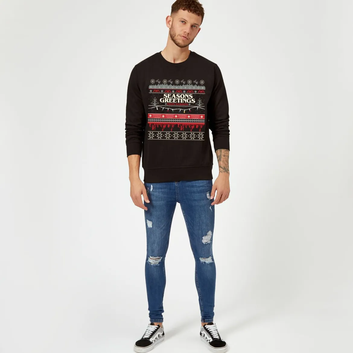 Stranger Things Hawkins Christmas Unisex Christmas Jumper - Black