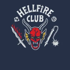 Stranger Things Hellfire Club Vintage Hoodie - Navy