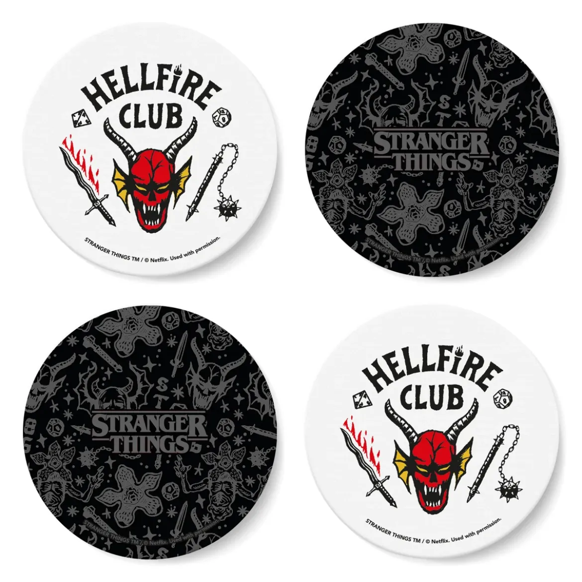 Stranger Things Hellfire Club Round Coaster Set