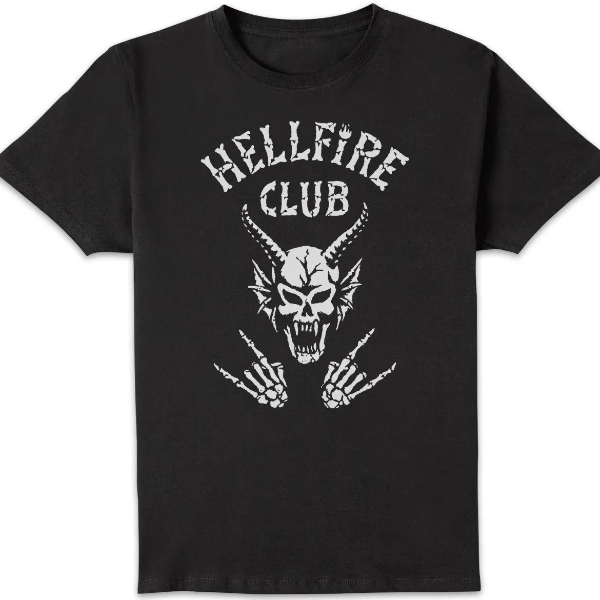 Stranger Things Hellfire Skull T-Shirt - Black