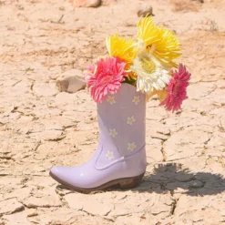 Vase Rodeo Cowboy Boot Lilac